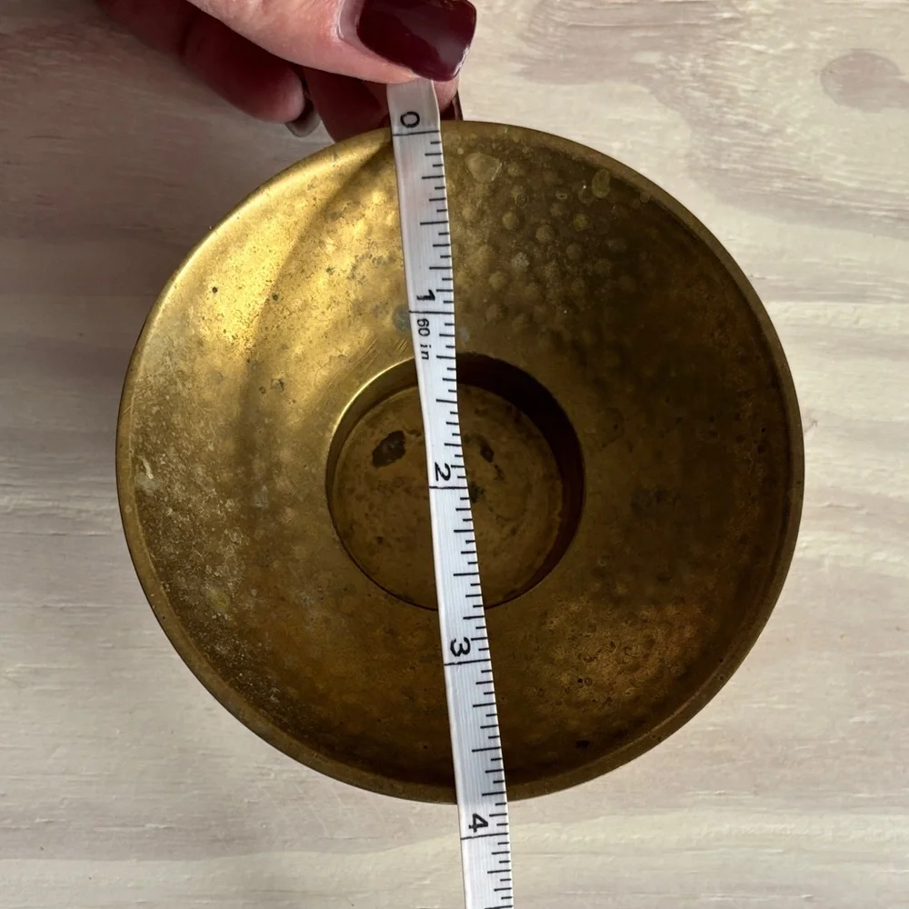 Vintage Hammered‎ Brass Candleholder,